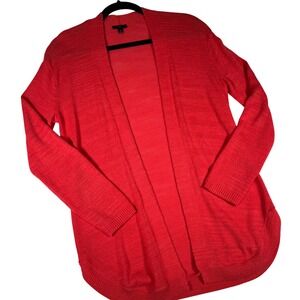 Talbots‎ Petite Coral Red Open Front Cardigan Sweater Cotton Blend Size P BD5368
